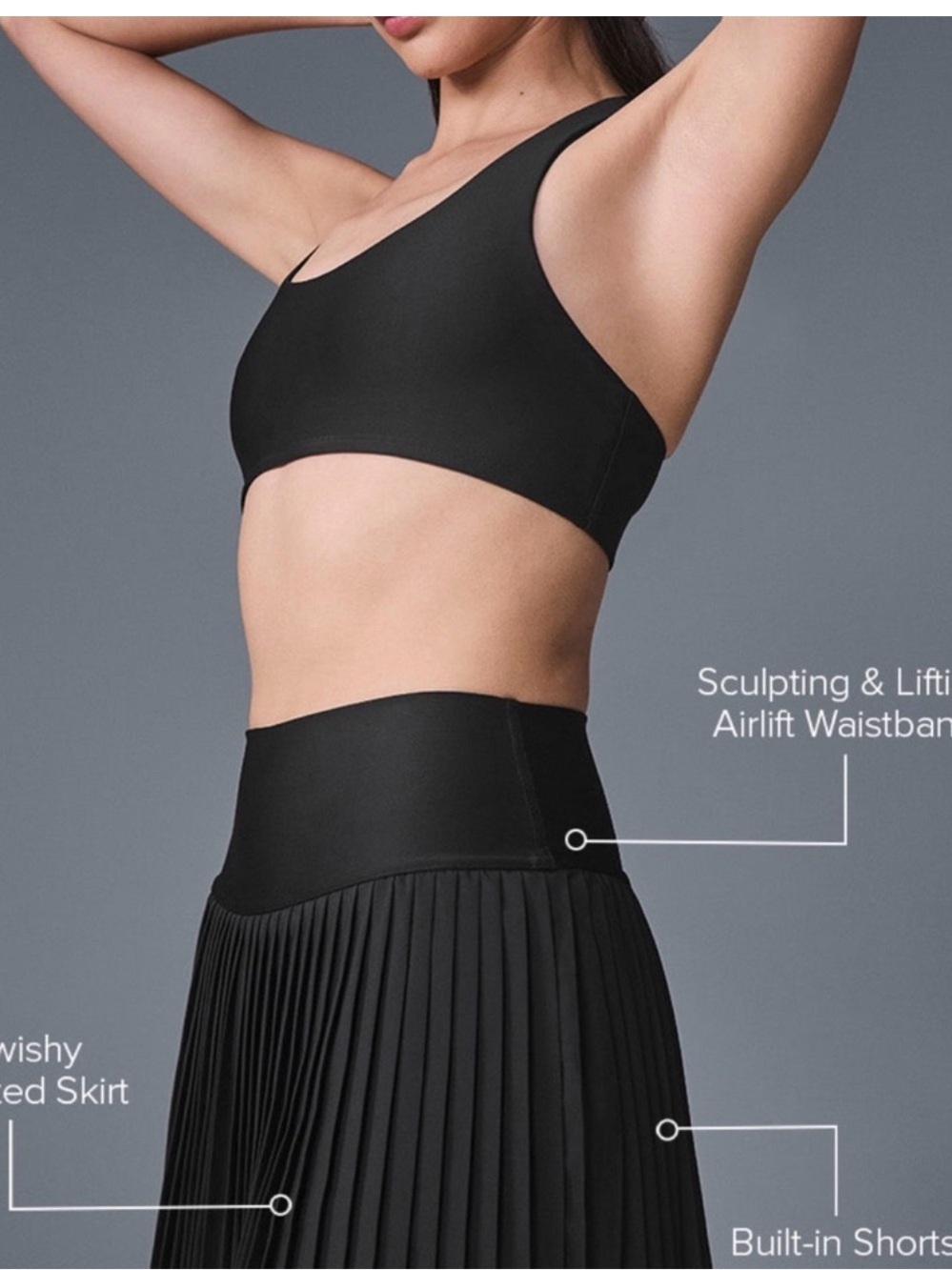 Alo Grand Slam Tennis Skirt - Black 
Size M